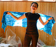 feltmaking workshops with Mary-Clare Buckle - one of my students, with the scarf which she made
